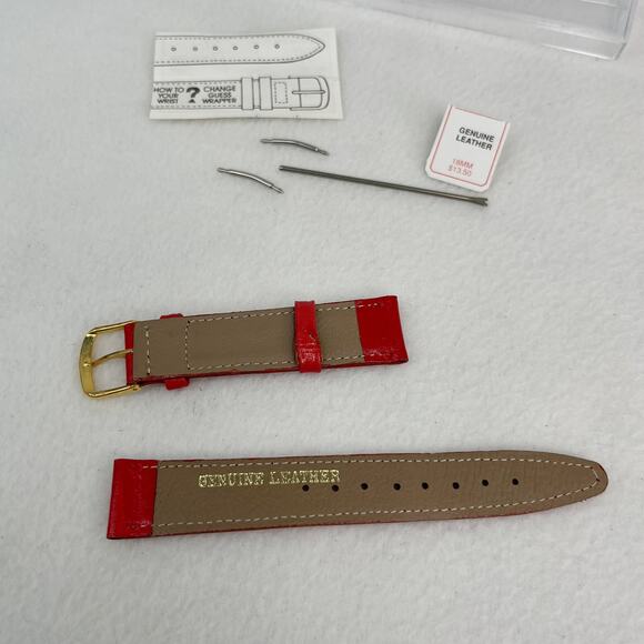 Vintage GUESS Leather Watch Band Strap Replacement Red 18MM New - Picture 12 of 12